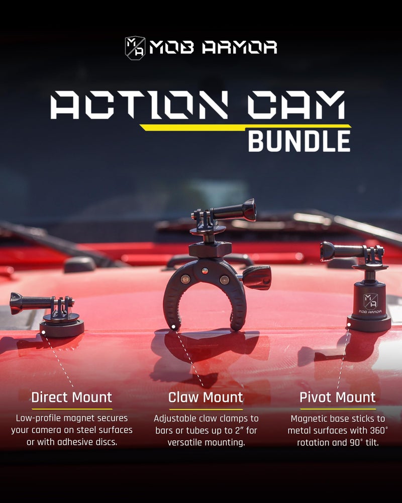 Mob Armor Action Camera Accessory Kit - Complete Bundle with Adjustable Claw Grip, Magnetic Holders, Steel Mounting Plates, and Travel-Friendly Nylon Case for On-The-Go Filming - Image 2